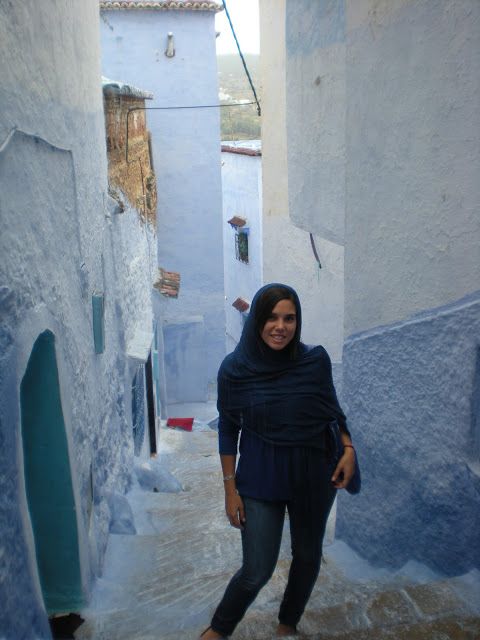 Foto de las calles azules y blancas de Chauen