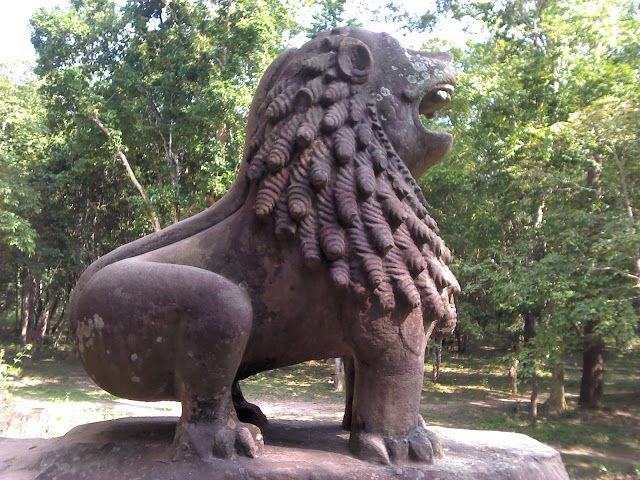 León de los templos de Sambor Prei Kuk en Kompong Thom, Camboya