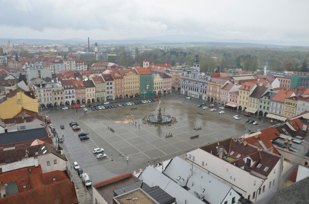 Vista de la plaza desde la torre de Ceske Budějovice