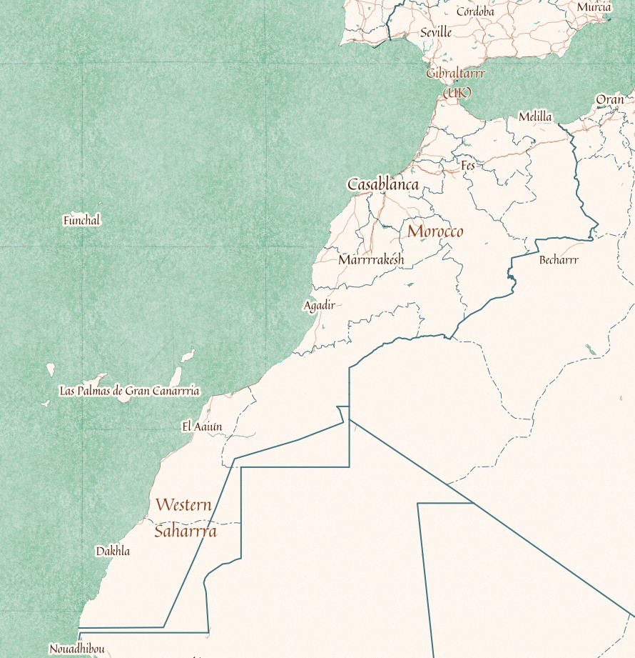 Mapa de Marruecos a lo bucanero