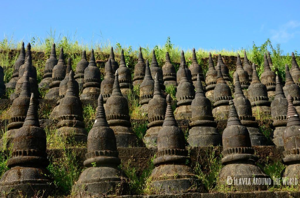 Detalles de las murallas de Koethaung, Mrauk U, Myanmar