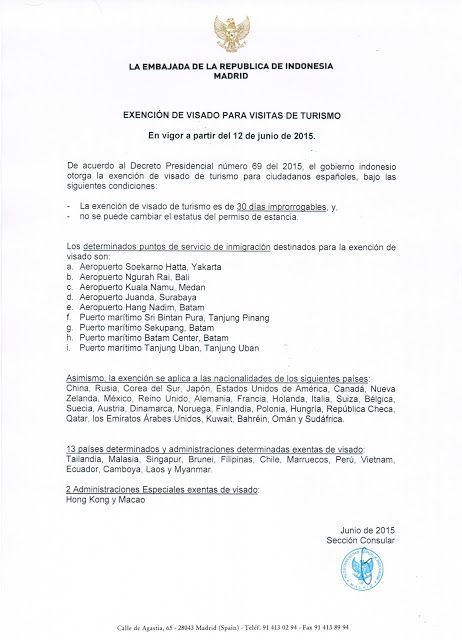 Comunicado de la embajada de Indonesia en Madrid