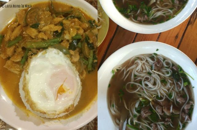 sopa pho y curry en vientiane comida laos